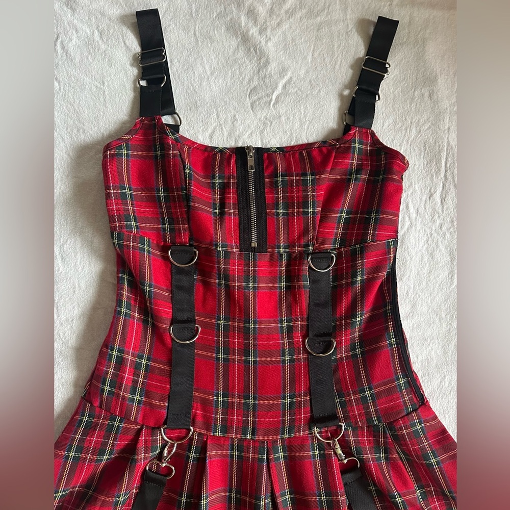 Red Plaid Punk Suspender Dress - Picture 2 of 3